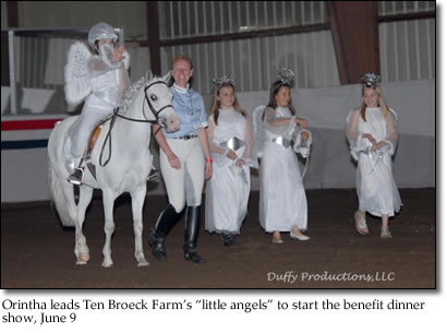 Orintha leads Ten Broeck Farm's "little angels" to start the benefit dinner show, June 9